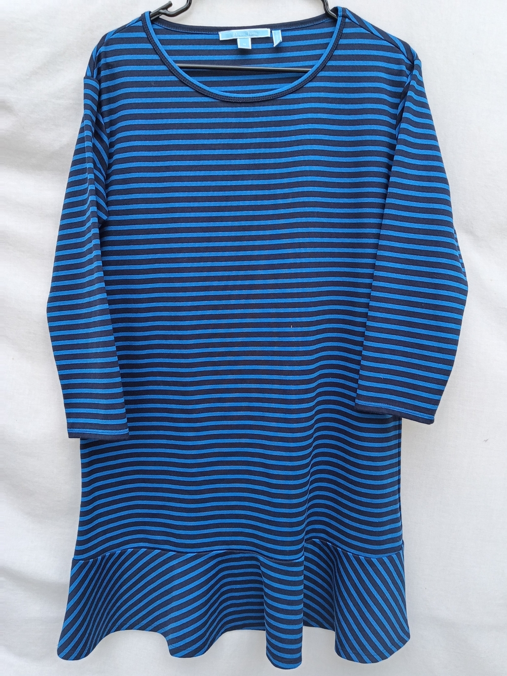 Draper James Blue & Navy Striped Midi Dress Minimalist Preppy Size Medium